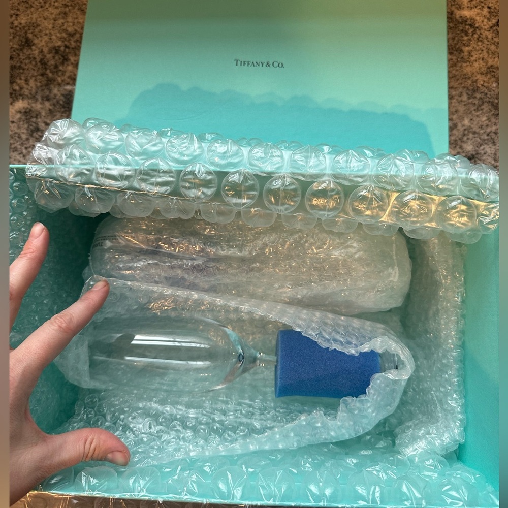 NWT Set of 2 Tiffany crystal champagne flutes